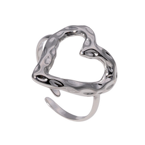 Vintage Heart  Stainless Steel Open Rings