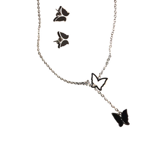 necklace and earrings butterfly pendant