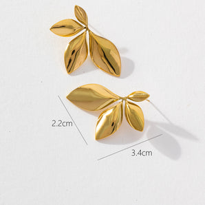 Leaf Dragonfly Stainless Steel Earrings