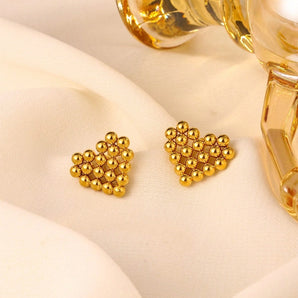 Cute Heart-Shaped 18K Gold-Plated Ear Studs