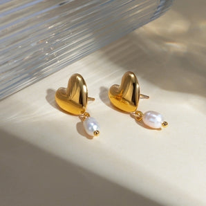 IG Style Heart Shape Pearl Drop Earrings.