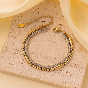 Simple Classic Solid Color Gold Zircon Bracelet.