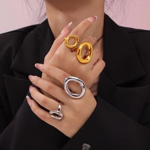 "Jewelry IG Style Simple Oval Gold Rings"