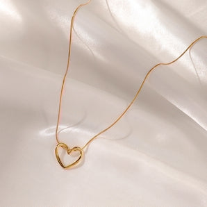 Elegant heart-shaped 18K gold-plated pendant necklace.