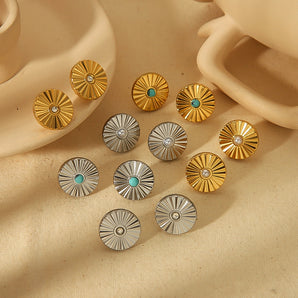 IG Style French Geometric Gold-Plated Ear Studs