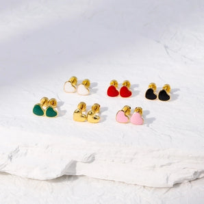 Heart-shaped 18K Gold-Plated Ear Studs.