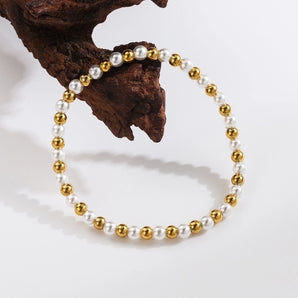 Solid color pearl 18K gold-plated bracelets.