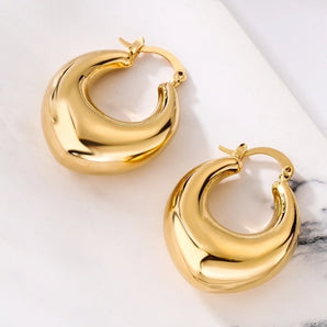 Simple Solid Color Copper 18K Gold Earrings