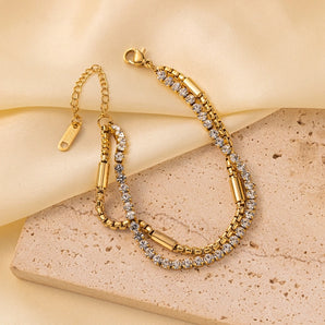 Simple Classic Solid Color Gold Zircon Bracelet.