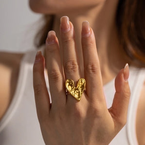 IG style heart stainless steel plating ring.