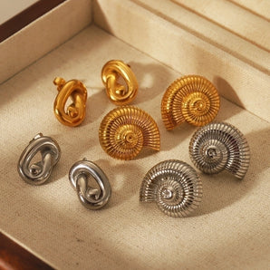 Vintage Knot Spiral 18K Gold-Plated Stud Earrings