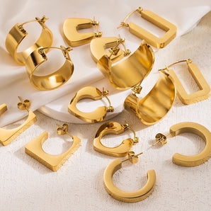 Stylish 18K gold-plated stainless steel earrings