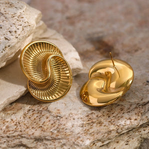 Simple Classic Spiral 18K Gold Ear Studs