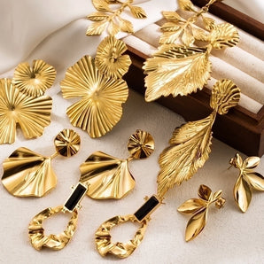 IG Style Ginkgo Leaf 18K Gold Earrings