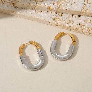 Geometric 18K Gold-Plated Mixed Metal & Zircon Earrings